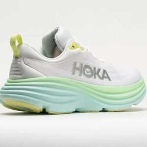 HOKA Bondi 8 Athletic Running Sneakers Shoe Women 7B Blanc de Blanc Sunlit Ocean